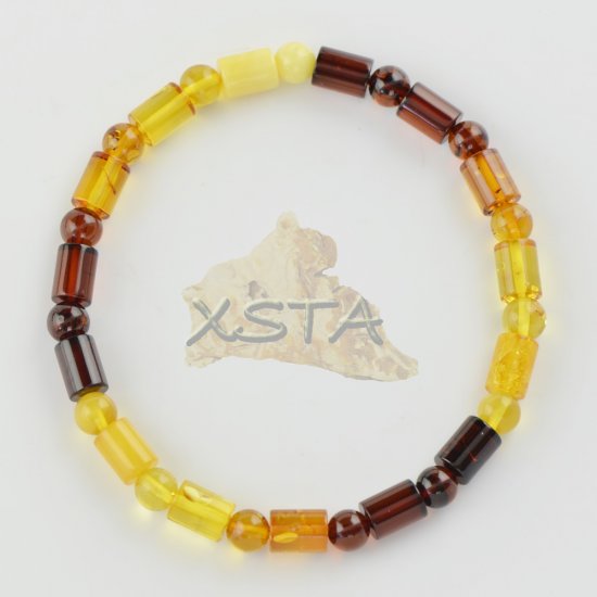 Round tube amber bracelet for men 21 cm